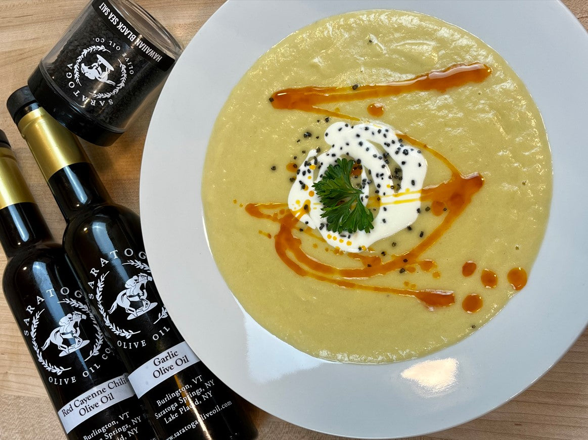 Potato and Leek Soup with Garlic Lemon Creme Recipe