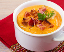 Roasted Butternut Squash Soup with Maple Bacon
