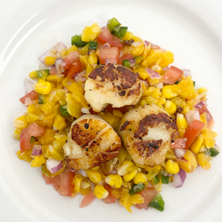 Seared Scallops with Peach Salsa