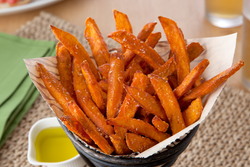 Baked Sweet Potato Fries with Pesto Olive Oil Dip