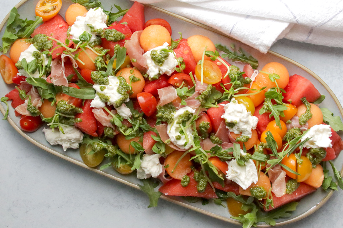 Watermelon Salad with Arugula Pesto