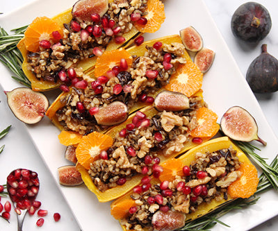 Holiday Wild Rice Stuffed Delicata Squash