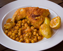 Harissa Roasted Chicken with Chickpeas and Red Onion