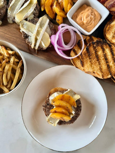 Grilled Peach and Brie Burgers