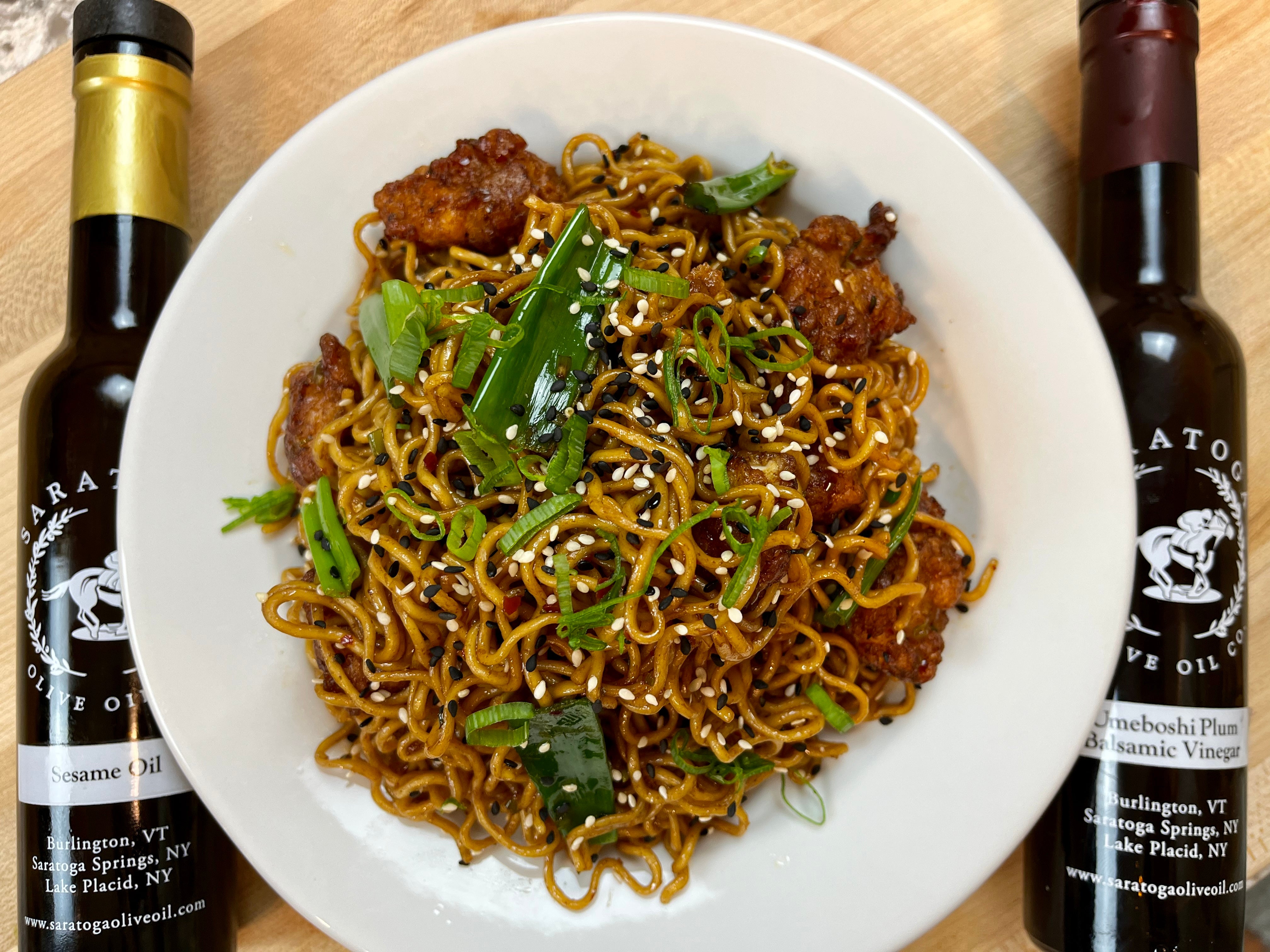 Soy Sauce Noodles with Crispy Chicken