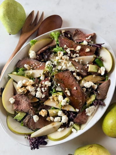 Steak Salad with a Homemade Cranberry Pear Vinaigrette