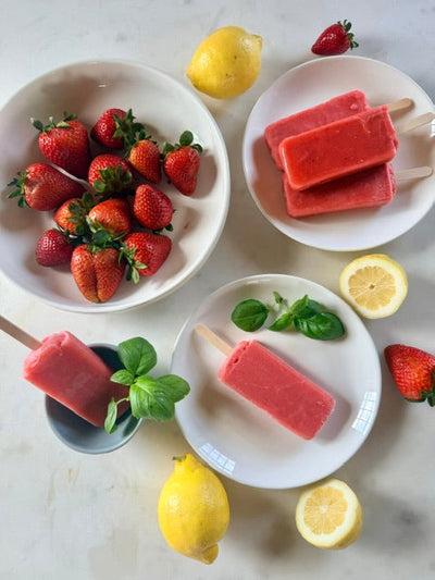 Balsamic Strawberry and Basil Ice Pops