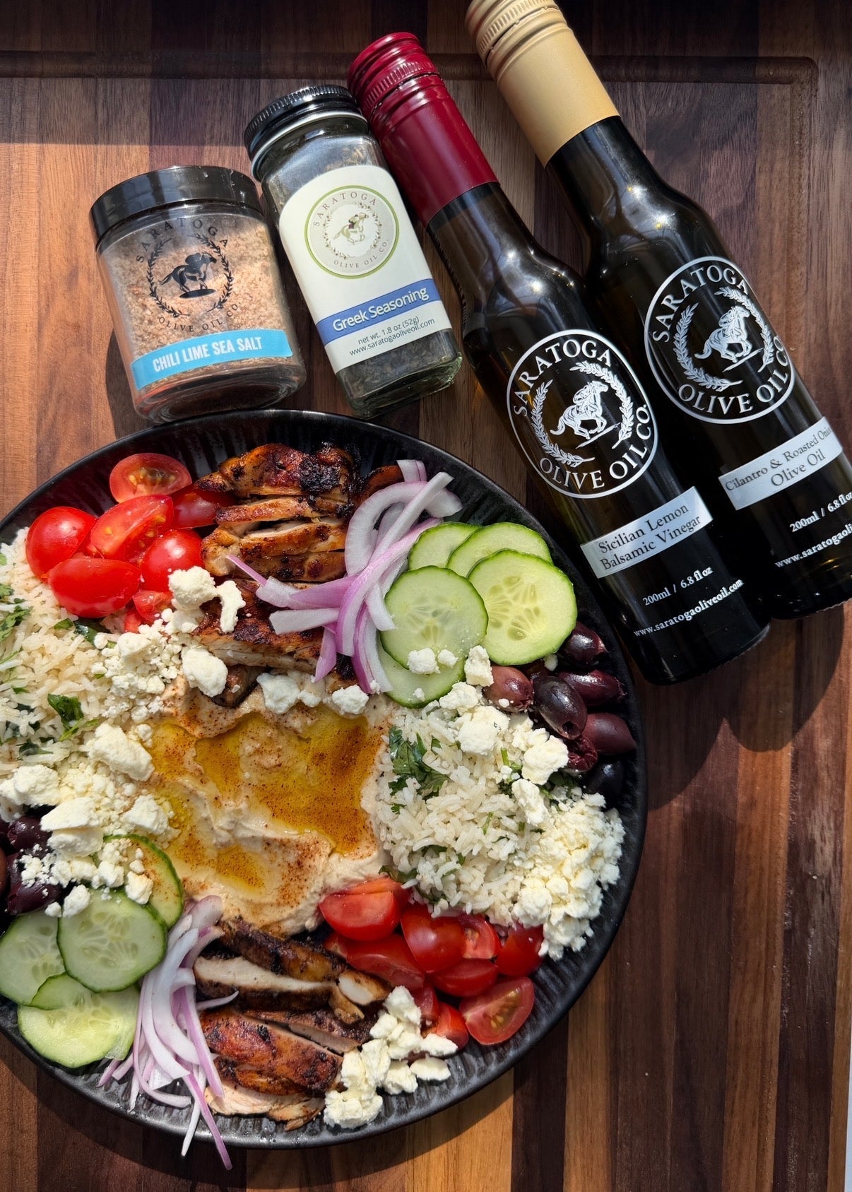Cilantro Lime Rice and Greek Marinated Chicken Bowl