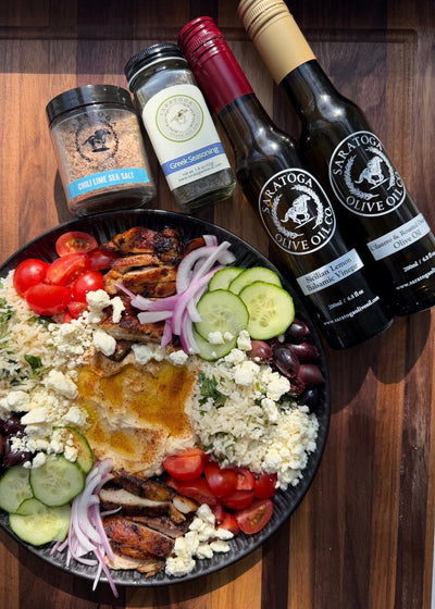 Cilantro Lime Rice and Greek Marinated Chicken Bowl