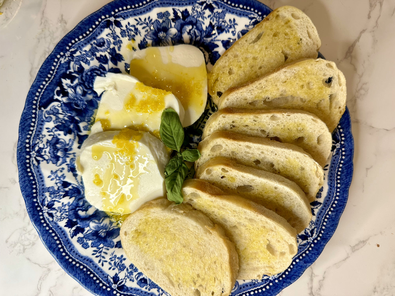 Lemon Basil Burrata with Crostinis