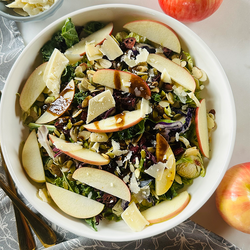 Shaved Brussels Sprout Salad with Maple Balsamic Dressing