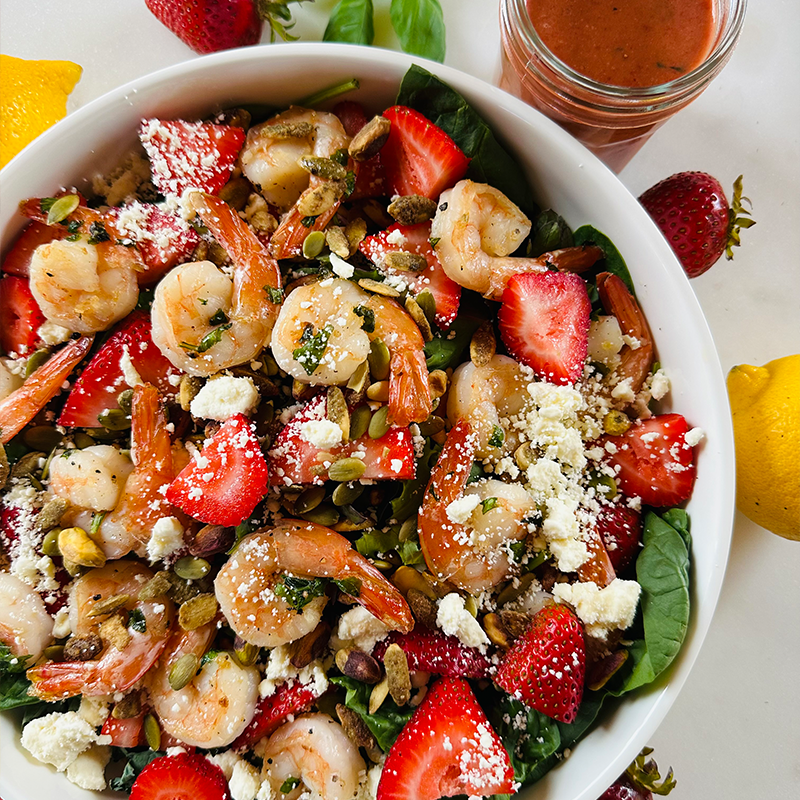 Summer Salad with Strawberry Basil Vinaigrette