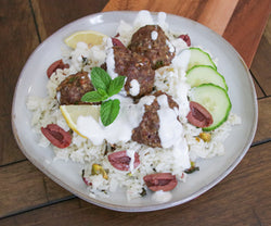 Greek Meatballs with Pistachio Mint Rice