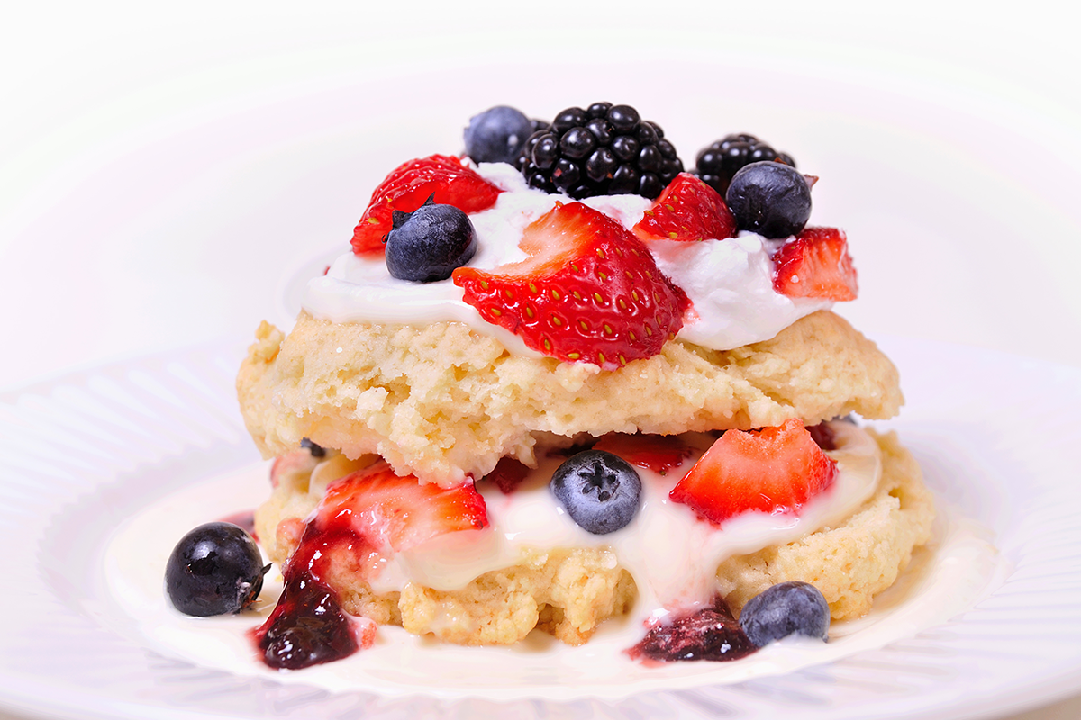 Berry Shortcake with Basil Whipped Cream