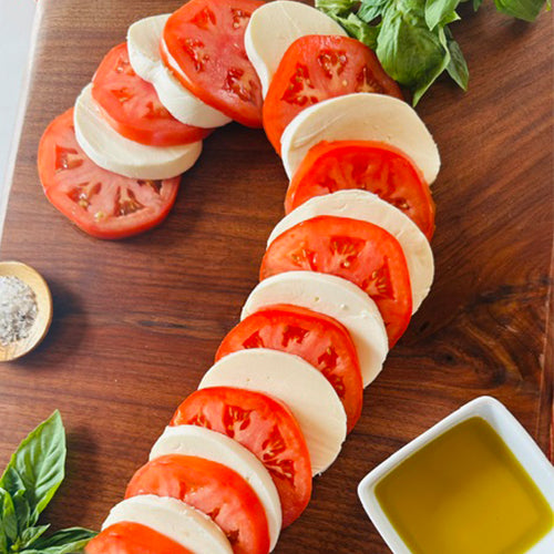 Candy Cane Mozzarella and Tomato Board