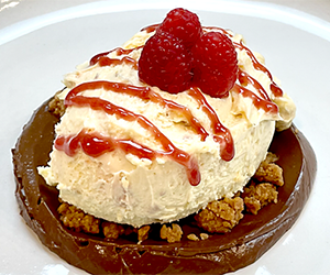 Raspberry Cheesecake with Cinnamon Streusel, Chocolate Crémeux and Raspberry Balsamic Glaze Recipe