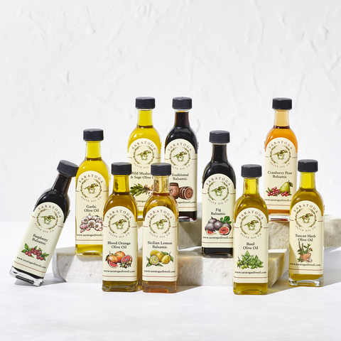 Ultimate 60ml Sampler: 5 mini olive oil bottles and 5 mini balsamic vinegar bottles