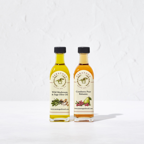 60ml Pairing: Mushroom and Sage Olive Oil and Cranberry Pear Balsamic Vinegar