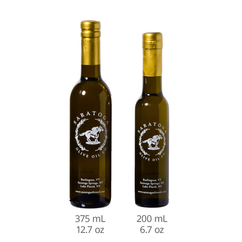 2 sizes of Saratoga Olive Oil Company Bottles: 375mL and 200mL