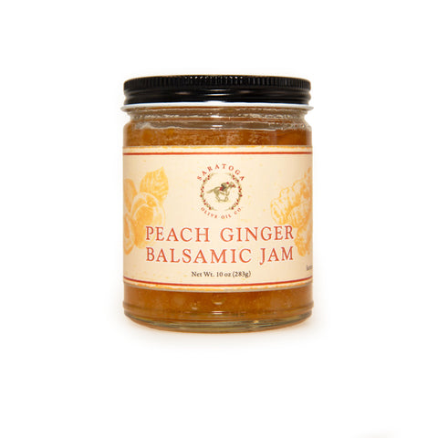 peach ginger balsamic jam jar front view