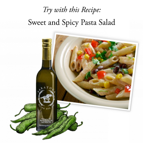 sweet and spicy pasta salad recipe with baklouti green chili olive oil