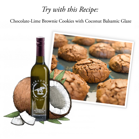coconut balsamic vinegar recipe suggestion chocolate-lime brownie cookies with coconut balsamic glaze