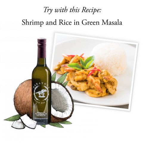 coconut balsamic vinegar recipe suggestion shrimp and rice in green masala