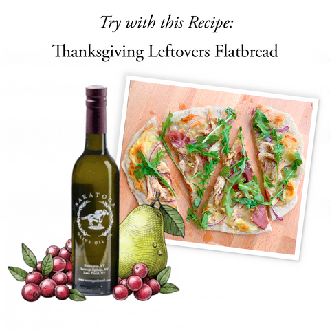cranberry pear balsamic vinegar recipe suggestion thanksgiving leftovers flatbread
