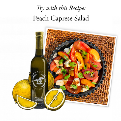 peach caprese salad recipe with meyer lemon olive oil