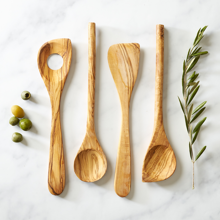 Olive Wood Cooking Spoons Gift Set