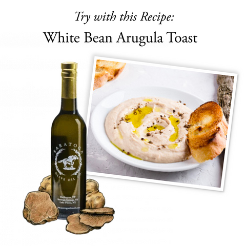 white bean arugula toast recipe using white truffle oil